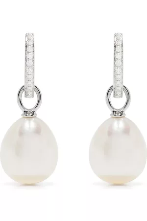 Kiki Mcdonough Aretes Classics en oro blanco de 18kt con perlas y diamantes