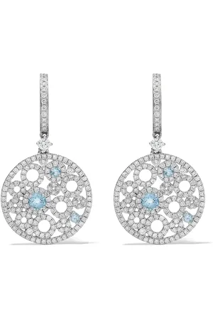Kiki Mcdonough Aretes Bubbles con topacio y diamantes en oro blanco de 18kt
