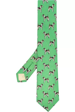 Ralph Lauren Terrier-print linen tie