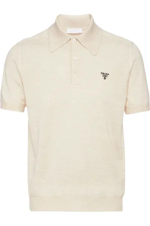 Prada Playera tipo polo de cachemira con logo bordado