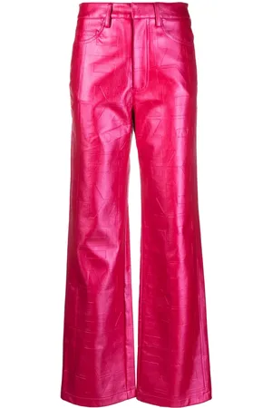 ROTATE Pantalones metalizados con logo en relieve
