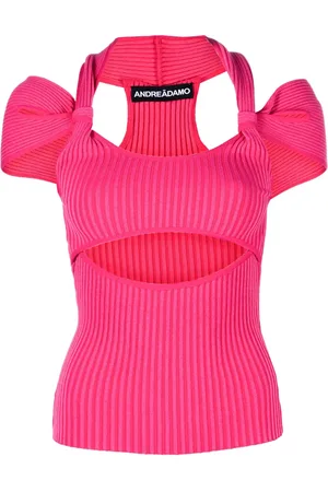ANDREADAMO Top tejido de canalé con cuello halter
