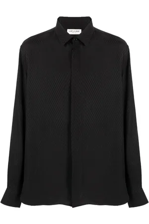 Saint Laurent Camisa de seda con motivo de rombos en jacquard