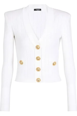 Balmain Cárdigan de tejido calado con cuello en V