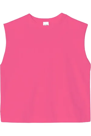 RE/DONE Top corto con cuello redondo