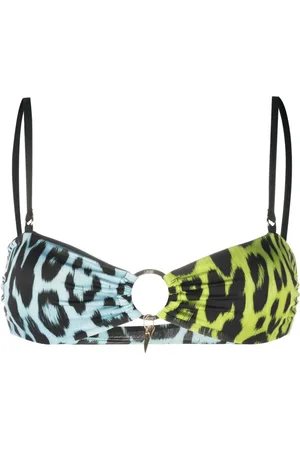 Roberto Cavalli Top de bikini con estampado de leopardo