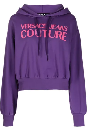VERSACE Hoodie corta con logo estampado