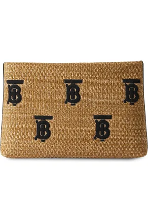 Burberry Cartera de rafia con monograma