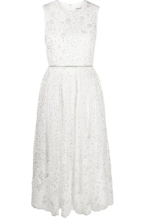 Self-Portrait Vestido midi con motivo de mostacillas