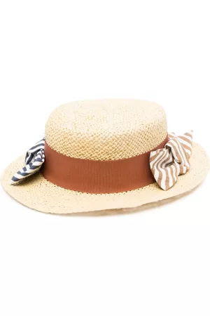Mimisol Bow-detail ribbon-band flat sun hat