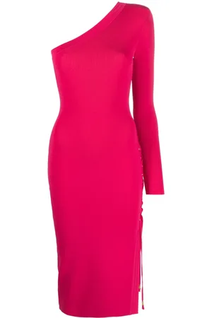 Elisabetta Franchi Vestido midi con un hombro descubierto