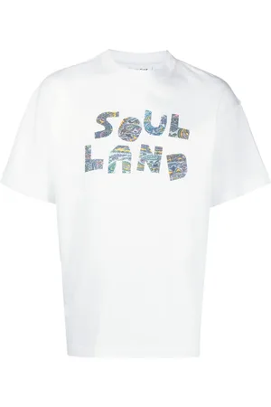 Soulland Playera con logo y motivo de cachemira