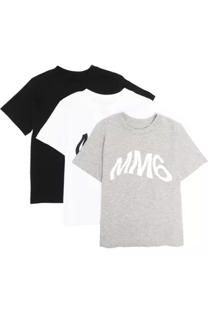 Maison Margiela Pack de tres playeras con logo estampado