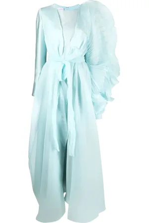 Gaby Charbachy Vestido de fiesta con pliegues y mangas farol