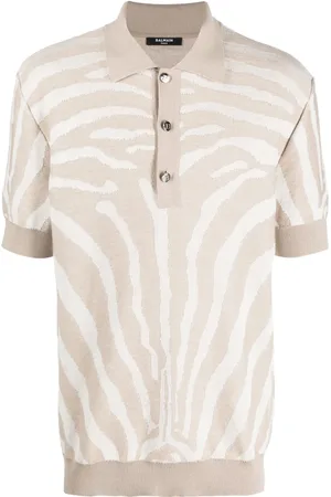 Balmain Playera tipo polo con motivo de cebra en jacquard