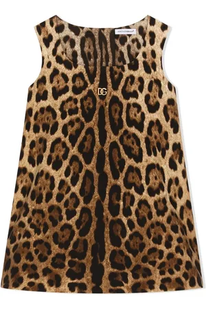 Dolce & Gabbana Vestido midi Interlock con estampado de leopardo