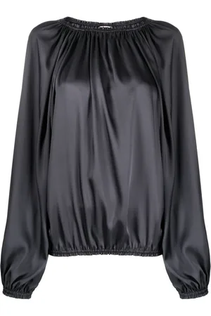 BLANCA Blusa fruncida con acabado satinado