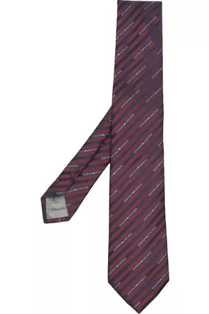 Emporio Armani Hombre Pajaritas - Logo-embroidered striped silk tie