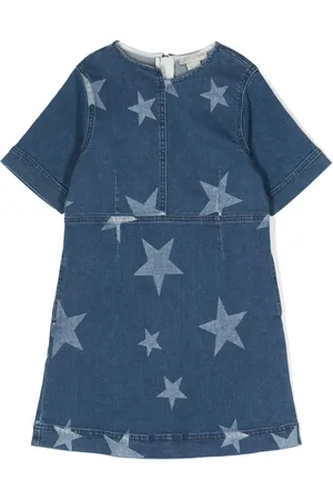 Stella McCartney Vestido midi de mezclilla con estrellas estampadas