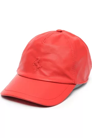 FERRARI Embossed-logo leather cap