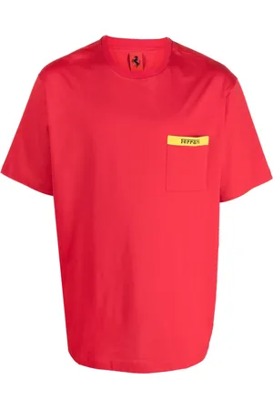 FERRARI Playera con cuello redondo y logo estampado
