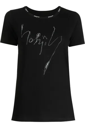 YOHJI YAMAMOTO Playera con logo bordado e ilustración estampada