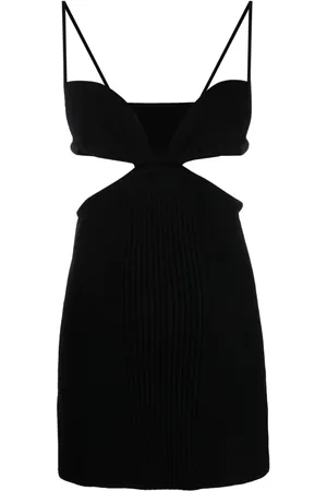 OFF-WHITE Vestido corto tejido de canalé con aberturas
