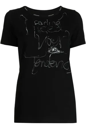 YOHJI YAMAMOTO Playera con logo bordado e ilustración estampada