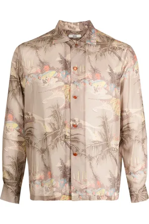 BODE Camisa de seda con estampado tropical