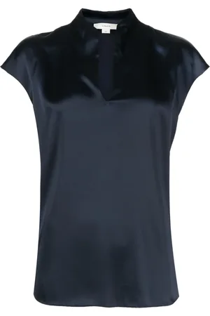 Vince Blusa de seda con abertura en el cuello