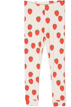 Mini Rodini Niña y chica adolescente Leggings y treggings - Strawberry-print organic cotton leggings