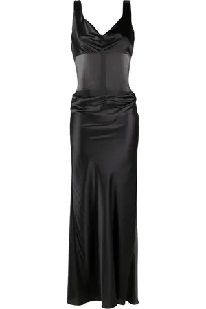 CHRISTOPHER ESBER Vestido de fiesta con cuello desbocado y panel transparente