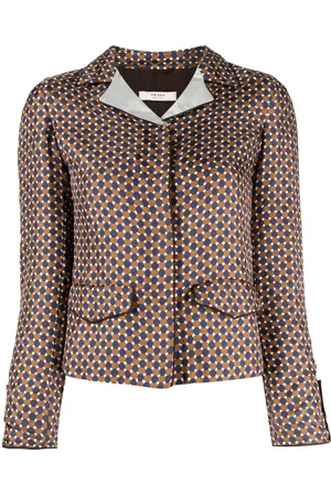 Prada Camisa de seda con estampado geométrico