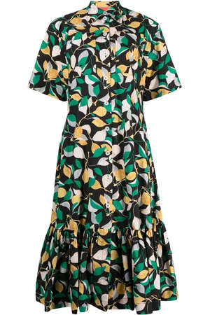 La DoubleJ Vestido midi con estampado de orquídea