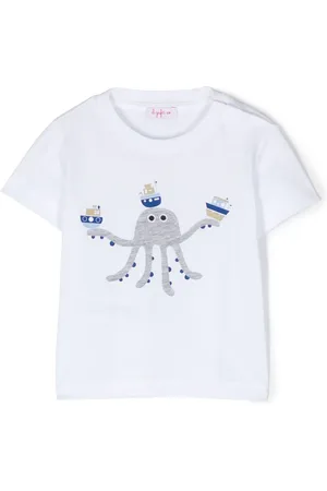 Il gufo Playera con aplique de pulpo