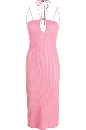 BLUMARINE Vestido de canalé con placa del logo