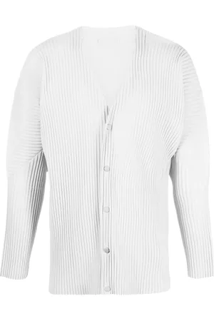 Issey Miyake Cárdigan tejido de canalé con cuello en V