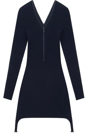 Courrèges Vestido tejido de canalé con cierre
