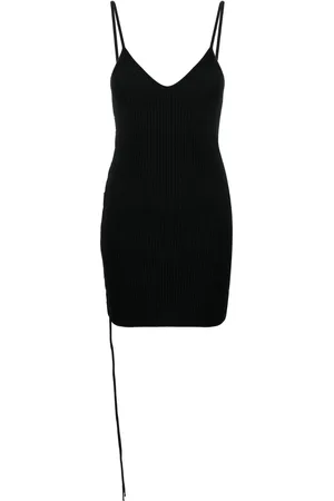 OFF-WHITE Vestido corto con agujetas y cuello e V