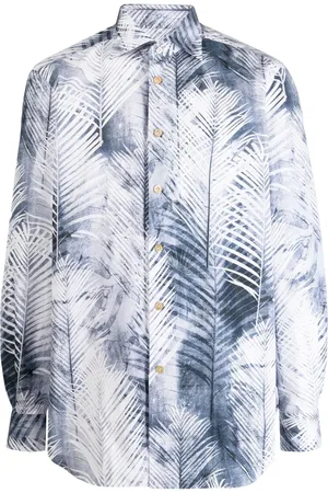 Kiton Camisa manga larga con palmeras estampadas