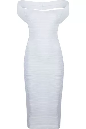 Serafini Vestido midi tejido de canalé con espalada descubierta