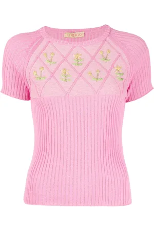 CORMIO Top tejido con bordado floral