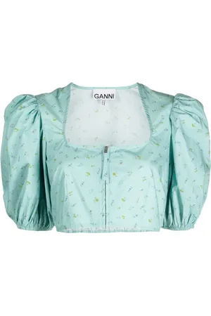 Ganni Blusa corta con estampado floral