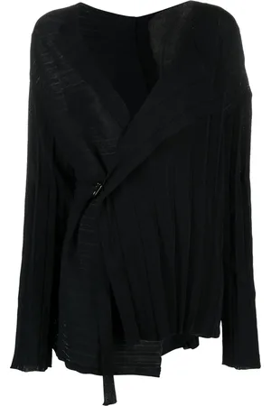 YOHJI YAMAMOTO Suéter cruzado asimétrico con cuello en V