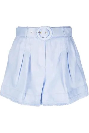 ZIMMERMANN Shorts con cinturón y bordes deshilachados
