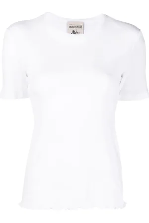 SEMICOUTURE Playera manga corta con dobladillo festoneado