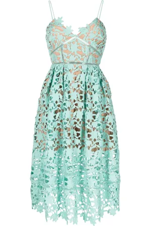 Self-Portrait Vestido midi Aqua Azaelea
