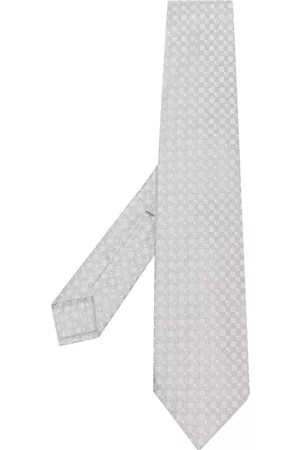BARBA Geometric-print silk tie