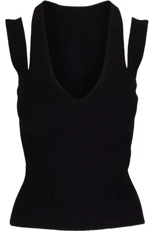 Alexander McQueen Top tejido de canalé con aberturas