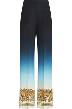 Etro Pantalones de seda anchos con efecto degradado